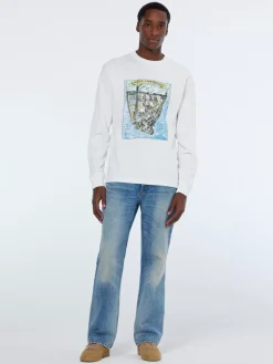 Outlet Scotch & Soda Front artwork relaxed fit long sleeve t-shirt White