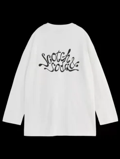 Discount Scotch & Soda FRONT BACK ARTWORK OVERSIZED LONG SLEEVE T-SHIRT White