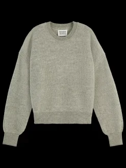 Outlet Scotch & Soda FUZZY CREW NECK PULLOVER WashedSageMelange