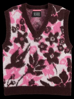 Outlet Scotch & Soda FUZZY V- NECK JACQUARD SPENCER WinterFloral