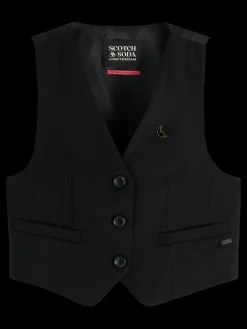 Outlet Scotch & Soda GABARDINE WAISTCOAT EveningBlack