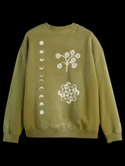 Clearance Scotch & Soda GARMENT DYED ARTWORK SWEATSHIRT MossGreen