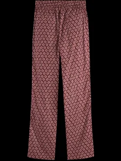 Outlet Scotch & Soda Gia block print pull on pant GeoFlowerBordeaux