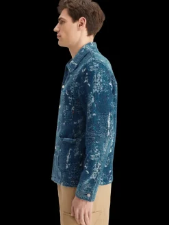 Discount Scotch & Soda Indigo jacquard denim workwear jacket with wash effects DenimJacquard