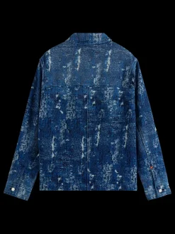 Discount Scotch & Soda Indigo jacquard denim workwear jacket with wash effects DenimJacquard