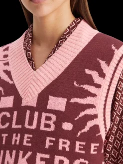 Fashion Scotch & Soda Jacquard knitted spencer Bordeaux