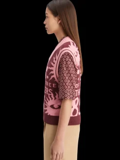 Fashion Scotch & Soda Jacquard knitted spencer Bordeaux