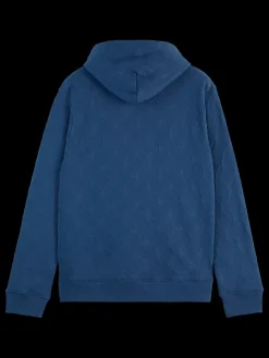 Discount Scotch & Soda JACQUARD TERRY HOODIE HeritageBlue