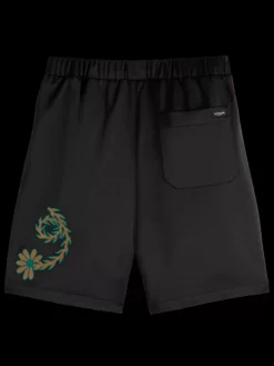 Outlet Scotch & Soda JOE JONAS X SCOTCH SODA EMBROIDERED SATEEN BERMUDA SHORT Black
