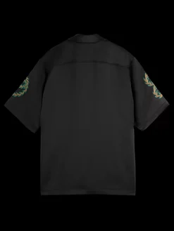 New Scotch & Soda JOE JONAS X SCOTCH SODA EMBROIDERY SATEEN S/S SHIRT Black