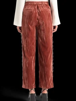 Fashion Scotch & Soda LACE TRIMMED VELVET PANT Rust