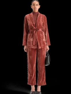 Fashion Scotch & Soda LACE TRIMMED VELVET PANT Rust
