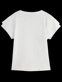 Discount Scotch & Soda LAYERED SLEEVE BOAT NECK T-SHIRT White