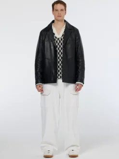 Outlet Scotch & Soda Leather blazer jacket Black