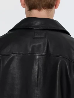 Outlet Scotch & Soda Leather blazer jacket Black