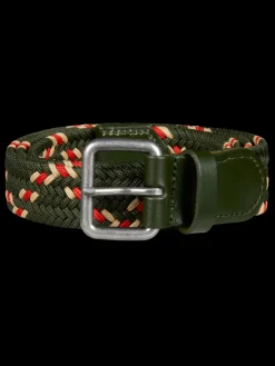 Online Scotch & Soda Leather trimmed braided cord belt Seamoss/BoatRed
