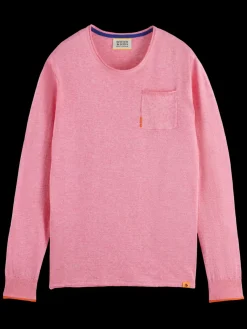 Outlet Scotch & Soda Linen cotton blend crew neck