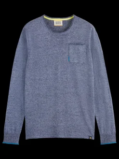 Outlet Scotch & Soda Linen cotton blend crew neck