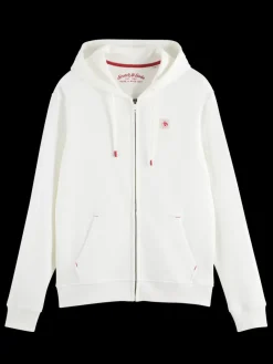 Outlet Scotch & Soda logo badge zip-through hoodie