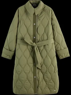 New Scotch & Soda LONG QUILTED COAT WashedMilitary