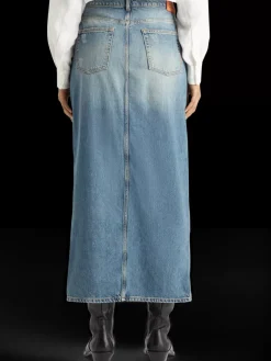 Best Scotch & Soda Long vintage washed denim skirt with front split FriscoNights