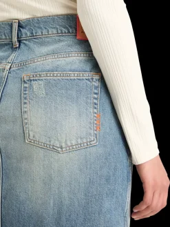 Best Scotch & Soda Long vintage washed denim skirt with front split FriscoNights