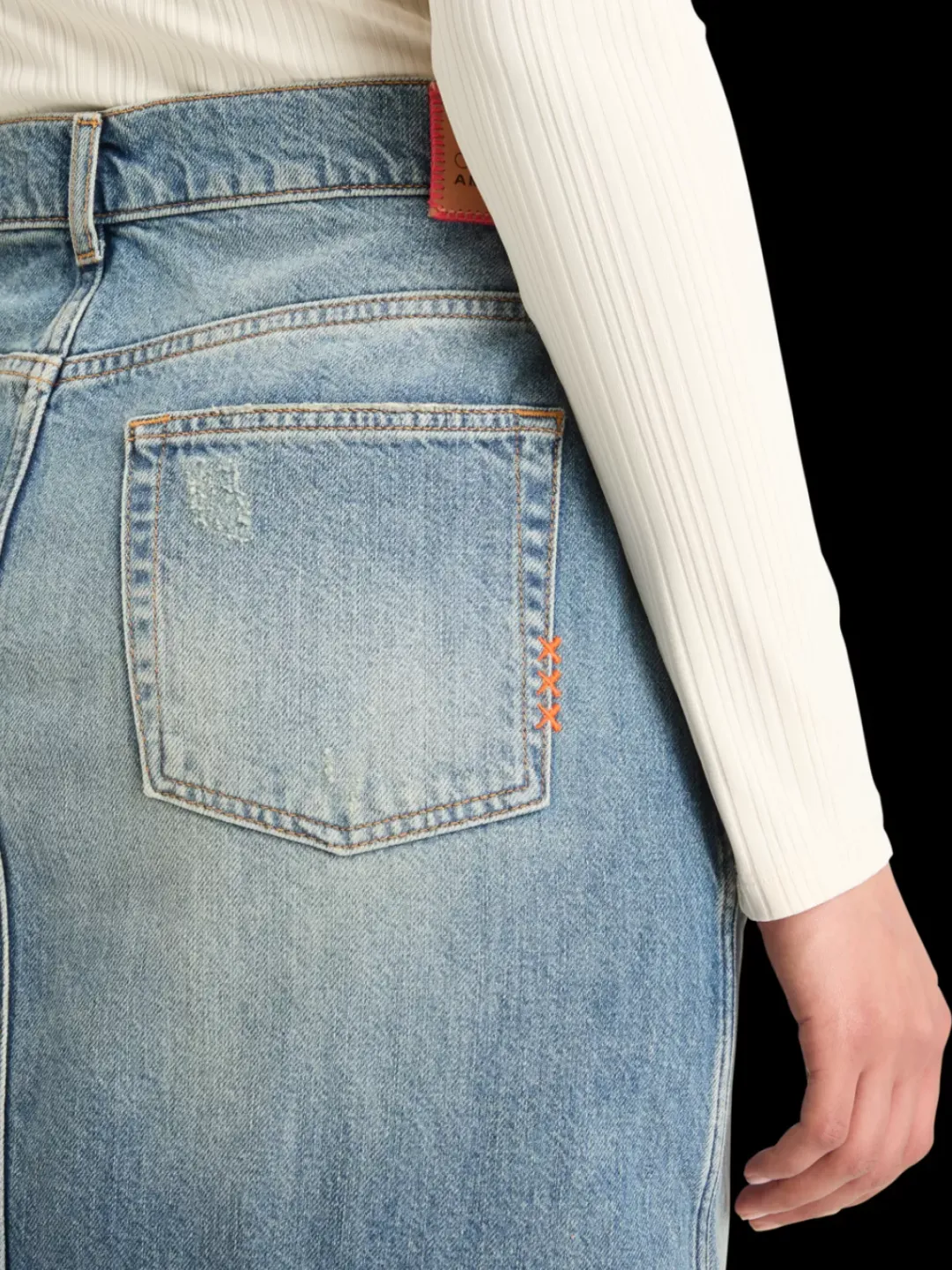 Best Scotch & Soda Long vintage washed denim skirt with front split FriscoNights