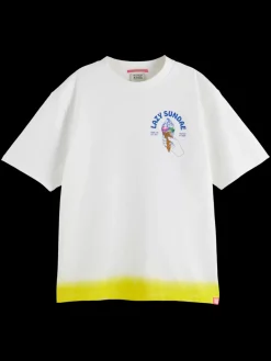 Best Scotch & Soda LOOSE FIT DIP DYE T-SHIRT White