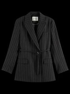 Best Scotch & Soda LUREX PINSTRIPE DB BLAZER LurexpinstripeEveningBlack