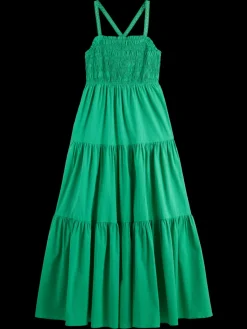 Hot Scotch & Soda MAXI DRESS WITH SMOCK DETAIL ScubaGreen