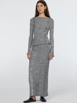 Discount Scotch & Soda Maxi ribbed knitted skirt Black