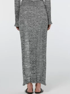 Discount Scotch & Soda Maxi ribbed knitted skirt Black