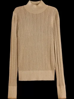 Sale Scotch & Soda METALLIC POINTELLE FITTED PULLOVER Gold