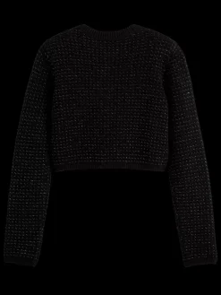 Hot Scotch & Soda METALLIC TWEED STITCH CROPPED CARDIGAN EveningBlack