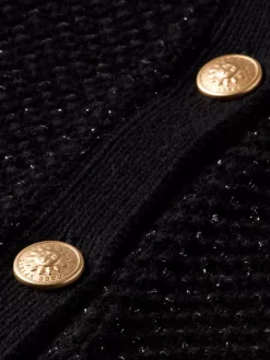Hot Scotch & Soda METALLIC TWEED STITCH CROPPED CARDIGAN EveningBlack