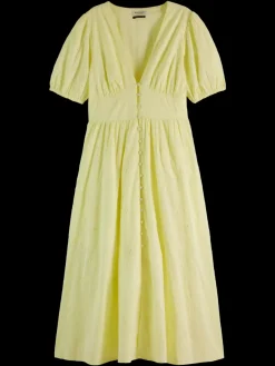 Sale Scotch & Soda MIDI DRESS WITH BRODERIE ANGLAISE LemonYellow
