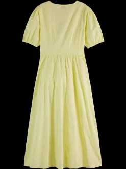 Sale Scotch & Soda MIDI DRESS WITH BRODERIE ANGLAISE LemonYellow