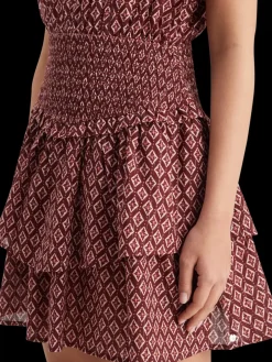 New Scotch & Soda Mini dress with smock GeoFlowerBordeaux