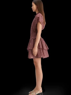 New Scotch & Soda Mini dress with smock GeoFlowerBordeaux