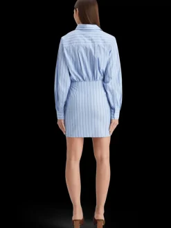 Outlet Scotch & Soda MINI POPLIN WRAP DRESS MysticBlueStripe