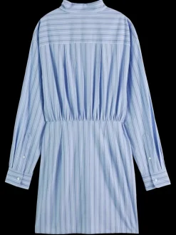 Outlet Scotch & Soda MINI POPLIN WRAP DRESS MysticBlueStripe