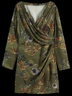Sale Scotch & Soda Mini viscose jacquard wrap dress PoetryTapestryMilitary