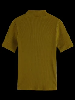 Discount Scotch & Soda MOCK NECK RIB T-SHIRT Olive