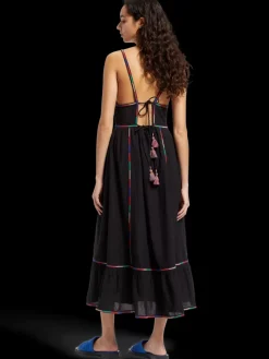 New Scotch & Soda MULTICOLOR EMBROIDERY MAXI DRESS EveningBlack