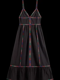 New Scotch & Soda MULTICOLOR EMBROIDERY MAXI DRESS EveningBlack