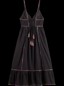 New Scotch & Soda MULTICOLOR EMBROIDERY MAXI DRESS EveningBlack