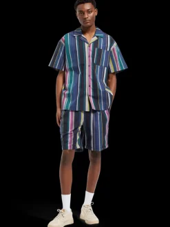 Sale Scotch & Soda Multicolour striped fine cotton poplin hawaii shirt BlackMultiStripe