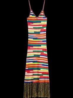 Discount Scotch & Soda MULTICOLOURED INTARSIA KNITTED DRESS MultiStripe