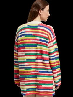 Clearance Scotch & Soda MULTICOLOURED INTARSIA KNITTED CARDIGAN MultiStripe