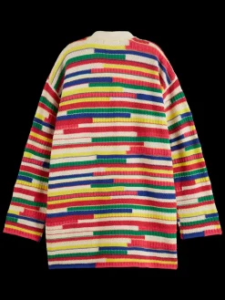 Clearance Scotch & Soda MULTICOLOURED INTARSIA KNITTED CARDIGAN MultiStripe